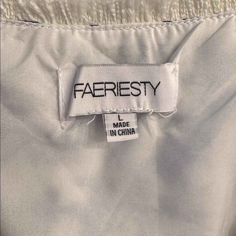 Faeriesty boho shirred waist flounced sleeve blue & white maxi dress. - Picture 8 of 9